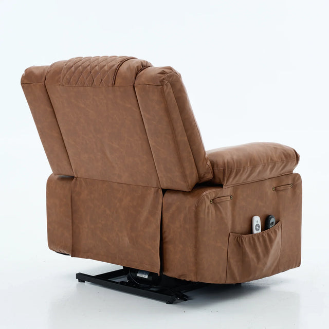 Medium-Firm PU Leather Remote-Controlled Heating Massage Recliner - Omega Lifestyles