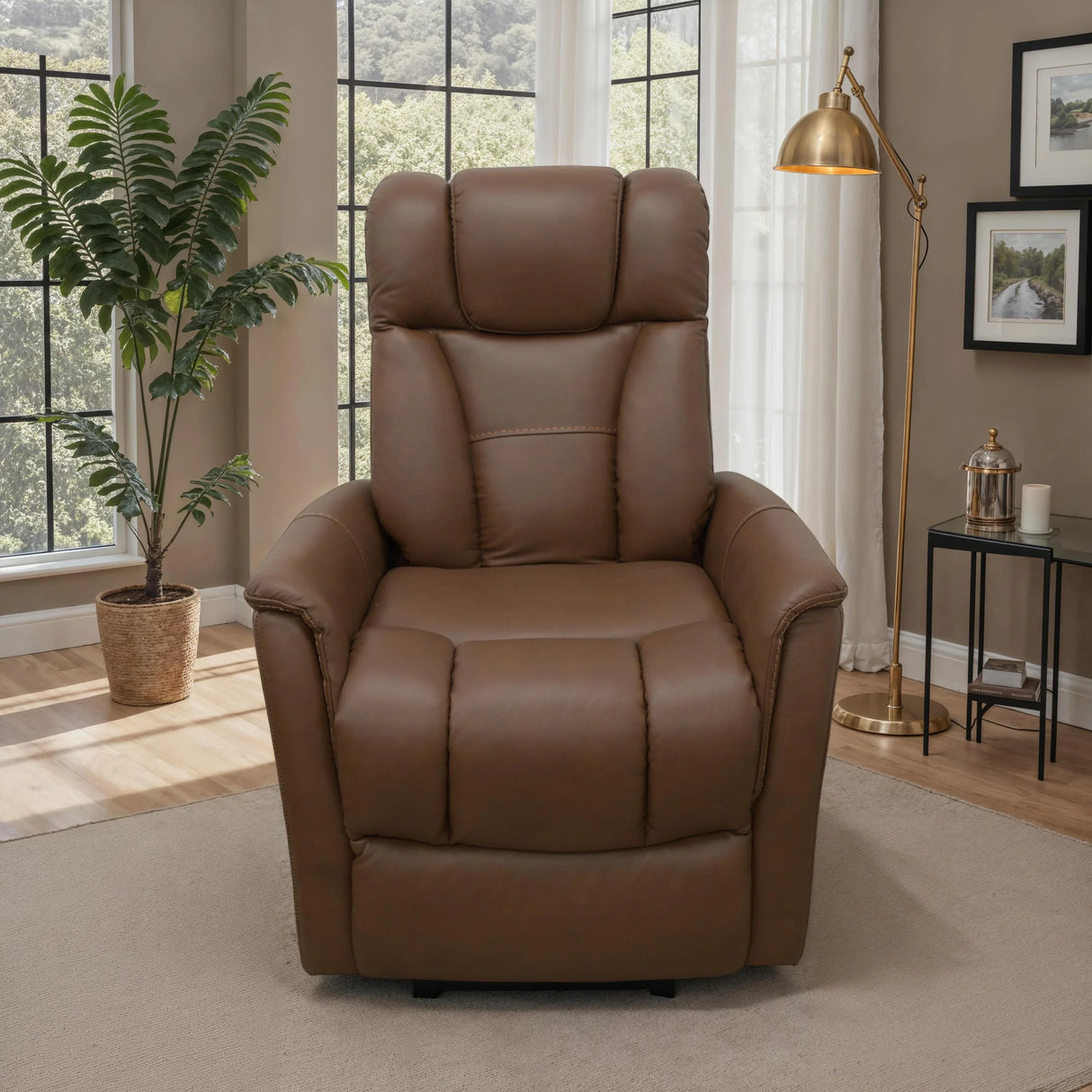 Power Recliner With Manual Adjustable Headrest And Power Footrest - Omega Lifestyles