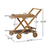 Natural Stained Acacia Wood Mobile Bar Cart With Wheels - Omega Lifestyles