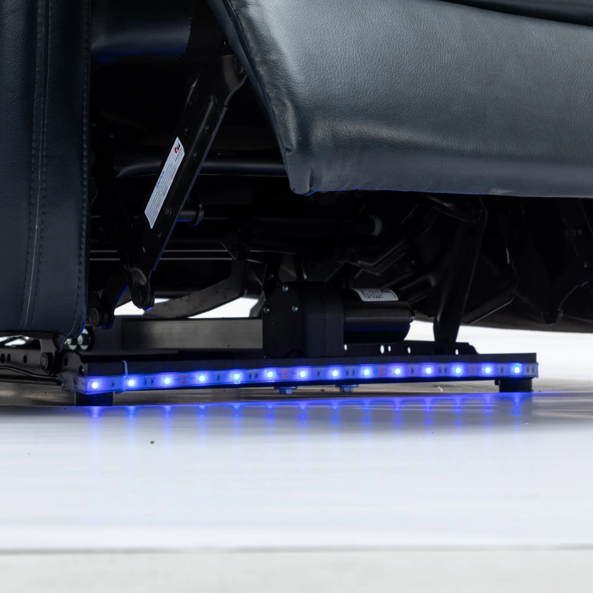 Blue PU Leather Power Recliner Chair With Cooling Cup Holder - Omega Lifestyles