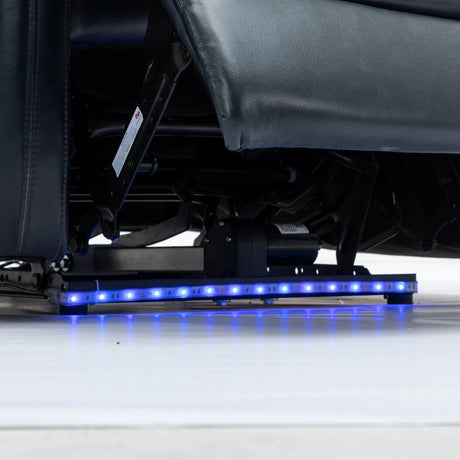 Blue PU Leather Power Recliner Chair With Cooling Cup Holder - Omega Lifestyles