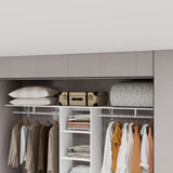 96-Inch White Adjustable Wood Metal Closet Organizer System - Omega Lifestyles