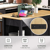 Extendable Rubber Wood Veneer Kitchen Island Cart - Omega Lifestyles