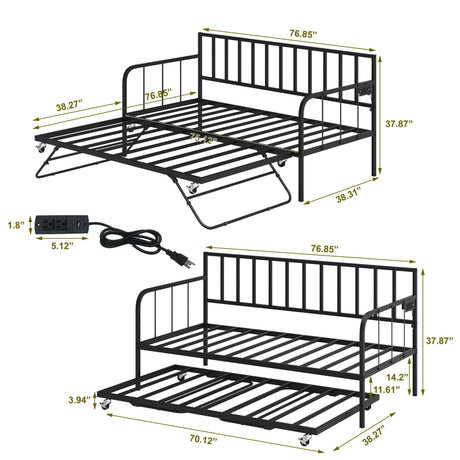 Twin Metal Daybed With Trundle Sofa Bed Frame - Omega Lifestyles