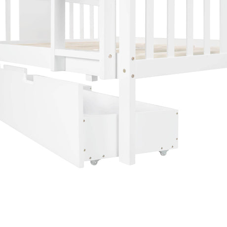 Full Over Full Solid Wood Bunk Bed With Drawers - Omega Lifestyles