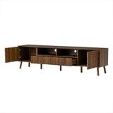 Modern Walnut 78-Inch TV Stand With Cable Management - Omega Lifestyles