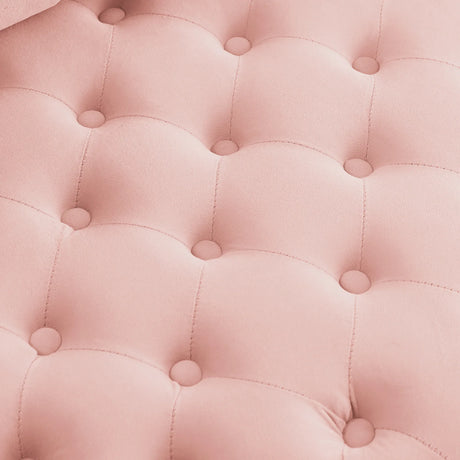 Pink Velvet Upholstered Swivel Chair With Movable Wheels - Omega Lifestyles