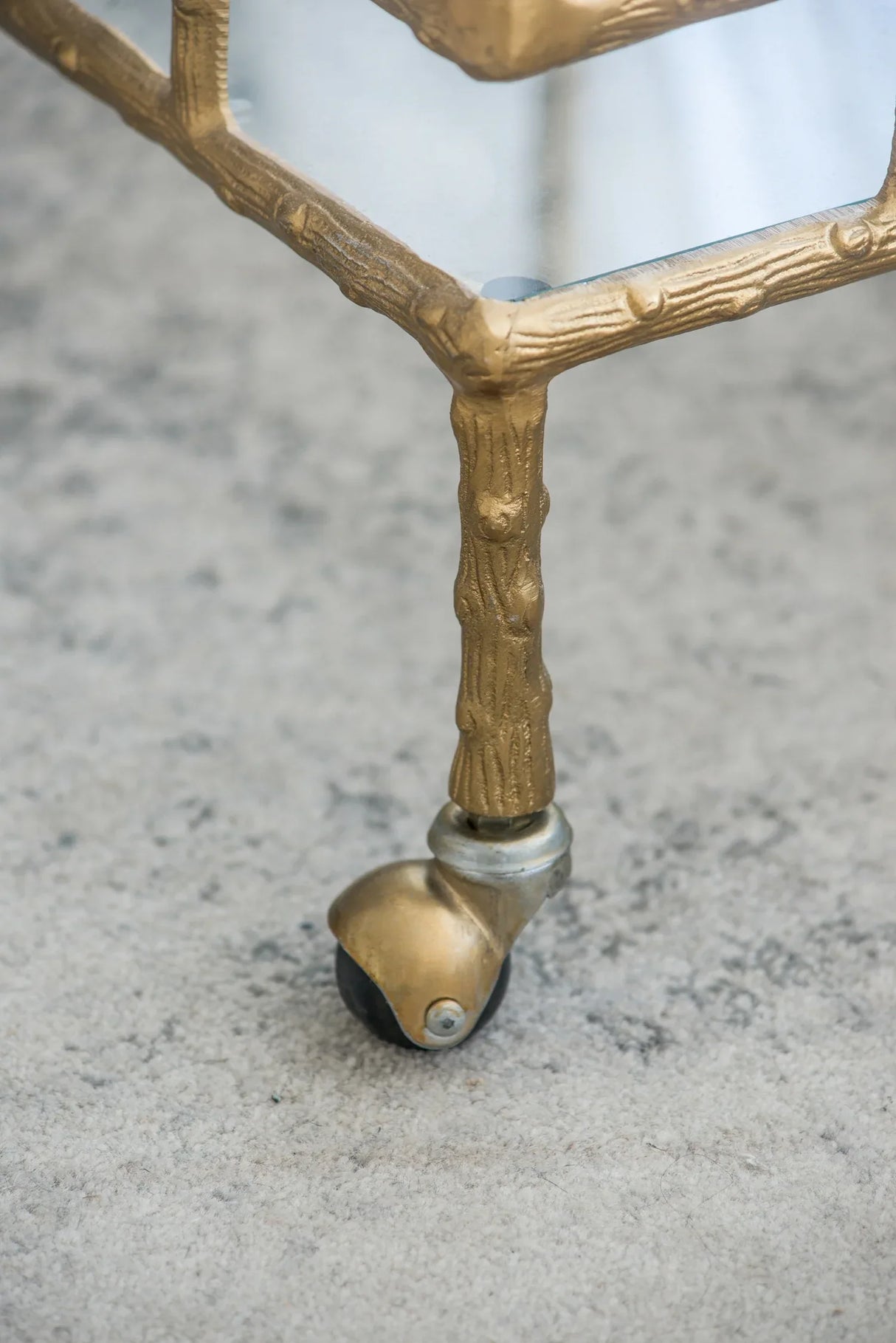 Antique Brass Aluminum Glass Two-Tier Bar Cart - Omega Lifestyles