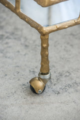 Antique Brass Aluminum Glass Two-Tier Bar Cart - Omega Lifestyles