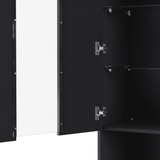 Modern Black LED Fireplace TV Stand with Shelves - Omega Lifestyles