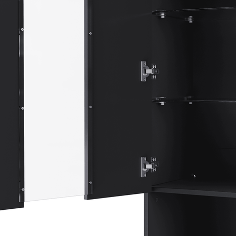 Modern Black LED Fireplace TV Stand with Shelves - Omega Lifestyles