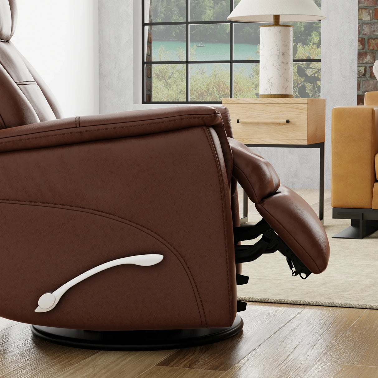 Swivel Glider Recliner With Manual Adjustable Headrest And Footrest - Omega Lifestyles