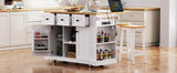 53-Inch Mobile Kitchen Island Set With Storage Drawers - Omega Lifestyles