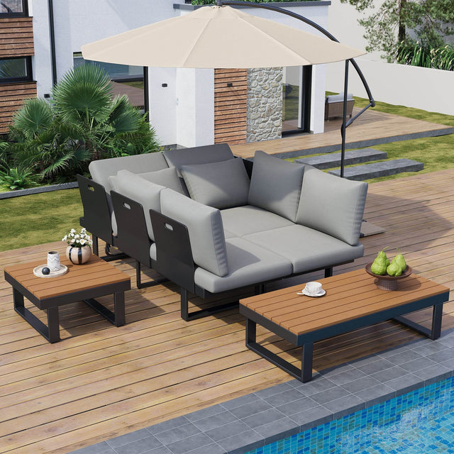 Adjustable Reclining Outdoor Sectional Patio Furniture Set - Omega Lifestyles