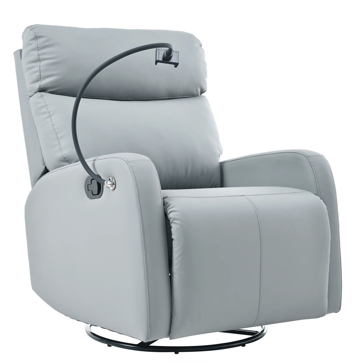 Modern Blue Gray PU Swivel Rocker Recliner Chair - Omega Lifestyles