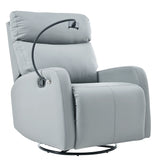 Modern Blue Gray PU Swivel Rocker Recliner Chair - Omega Lifestyles