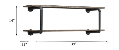 Brantley Oak Metal Synthetic Wood Wall Rack - Omega Lifestyles
