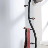 Arles Black Metal And Walnut Wood Standing Coat Rack - Omega Lifestyles