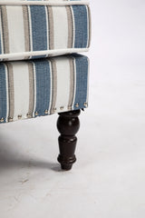 Vintage Blue White Striped Upholstered Accent Chair - Omega Lifestyles