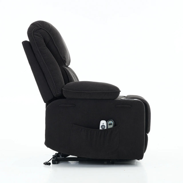 Medium-Firm Corduroy Remote-Controlled Heating Massage Recliner - Omega Lifestyles