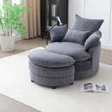 360-Degree Swivel Modern Soft Corduroy Barrel Chair - Omega Lifestyles