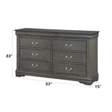 Dark Gray Synthetic Wood Six-Drawer Dresser - Omega Lifestyles
