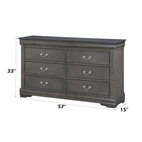 Dark Gray Synthetic Wood Six-Drawer Dresser - Omega Lifestyles