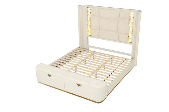 Modern Wood Upholstered Bed Frame With Storage Drawers - Omega Lifestyles