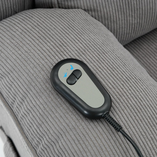 Medium-Firm Corduroy Remote-Controlled Heating Massage Recliner - Omega Lifestyles