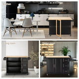 Rolling Kitchen Island Cart With Rubber Wood Tabletop - Omega Lifestyles