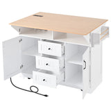 Folding Kitchen Island Cart With Power Outlet and Storage - Omega Lifestyles