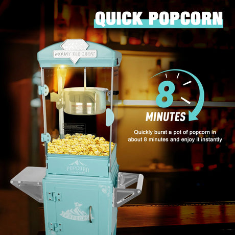 Portable Stainless Steel Cart Popcorn Machine With 10 Oz Kettle - Omega Lifestyles