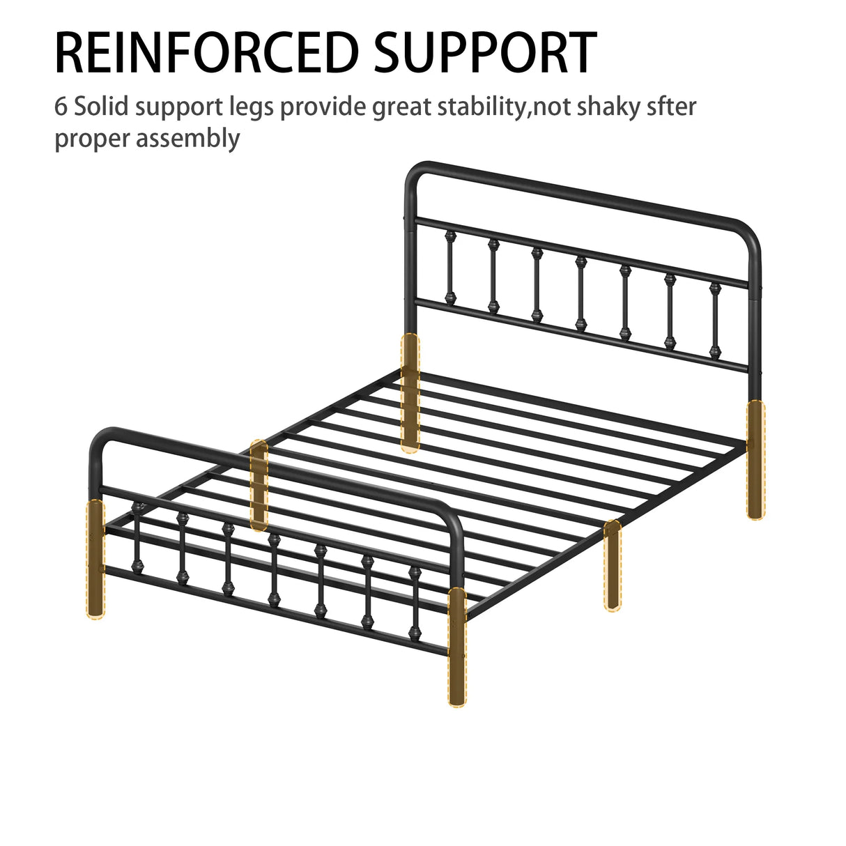 Full Size Metal Bed Frame With Headboard And Storage - Omega Lifestyles