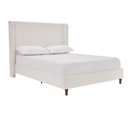 King Contemporary Cream Chenille Upholstered Bed Frame - Omega Lifestyles