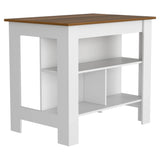 White Walnut Kitchen Island With Three Storage Shelves - Omega Lifestyles