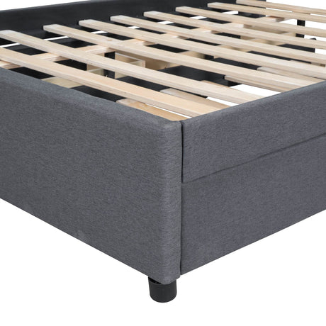 Full Upholstered Platform Bed With Trundle And Drawers - Omega Lifestyles