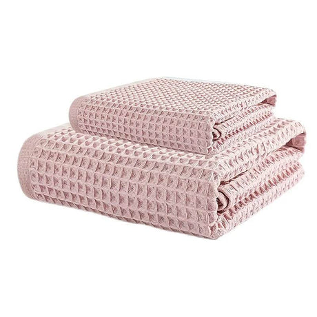 70X140Cm Large Towel Modern Waffle Bath Towel Set Quick Drying Knit Fabric Plaid Pattern Soft Absorbent Cotton Solid Color
