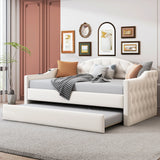 Twin Velvet Tufted Upholstered Daybed With Trundle And USB Charging - Omega Lifestyles