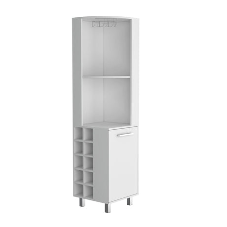 Modern White MDF Corner Bar Cabinet With Wine Rack - Omega Lifestyles