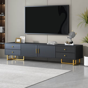 Modern Black MDF TV Stand With Storage Cabinet - Omega Lifestyles