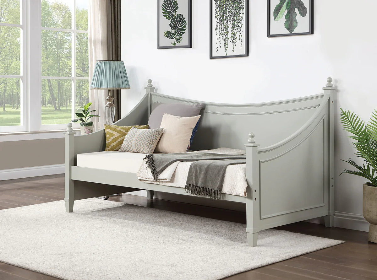 Transitional Light Gray Solid Wood Twin Daybed Frame - Omega Lifestyles