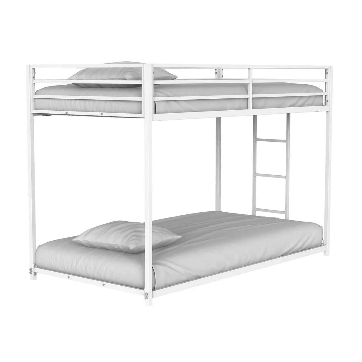 Contemporary Matte White Metal Twin Over Twin Low Bunk Bed - Omega Lifestyles