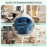 Chenille Foam Filled Ergonomic Round Chair With Ottoman - Omega Lifestyles