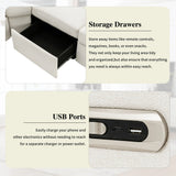 Beige Linen Fabric Power Recliner Sectional Sofa With USB Ports - Omega Lifestyles