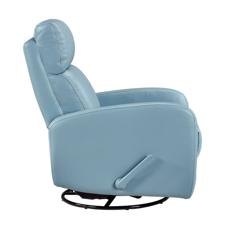 Blue Leather Gliding Swivel Recliner Chair With Recline - Omega Lifestyles