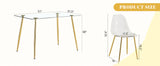 Modern Tempered Glass Dining Table And 6 Gold Chairs Set - Omega Lifestyles