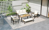 5-Piece Acacia Wood Iron Frame Patio Furniture Set - Omega Lifestyles