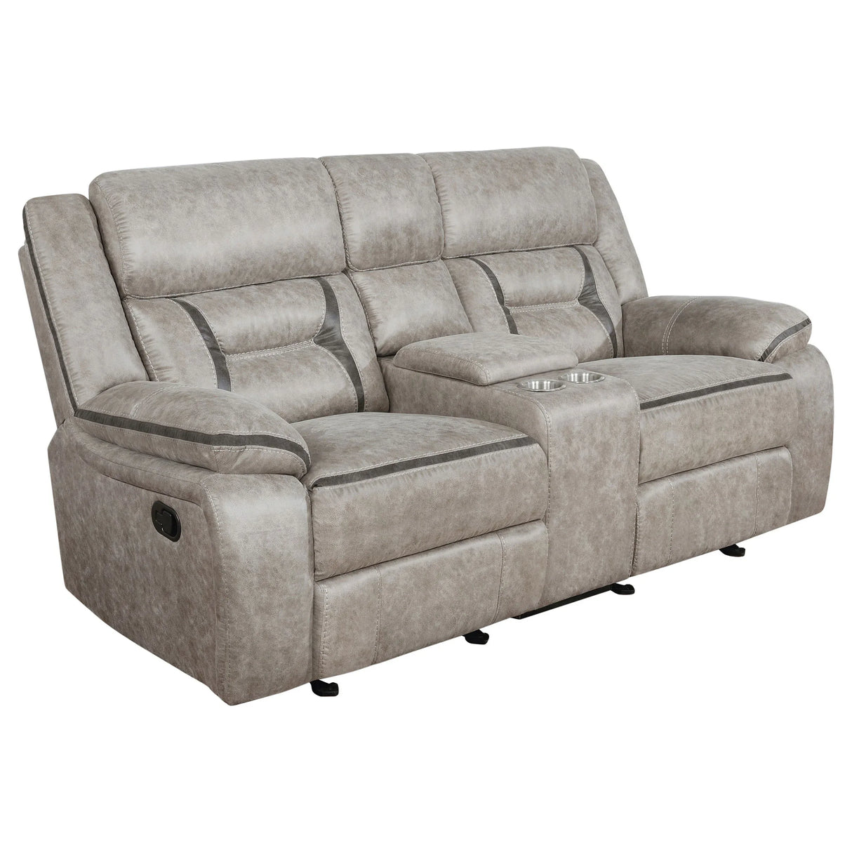 Taupe Upholstered 3-Piece Manual Reclining Living Room Set - Omega Lifestyles