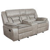 Taupe Upholstered 3-Piece Manual Reclining Living Room Set - Omega Lifestyles