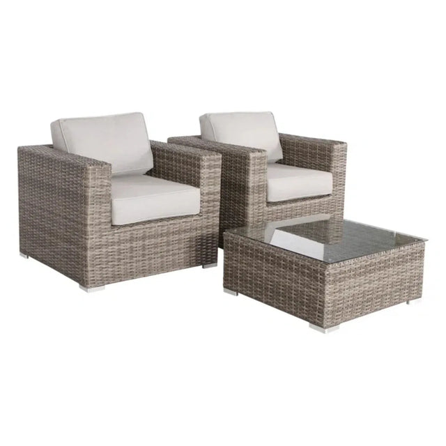 2-Person Fully Assembled Rattan Wicker Outdoor Seating Set - Omega Lifestyles